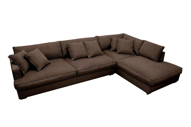 Rossita Lyx 4-sits Högervänd L-formad Extra Djup Schäslongsoffa i Manchester - Brun Manchester - Products - Möbler - Soffa - Divansoffa & schäslongsoffa - 4 sits soffa med divan