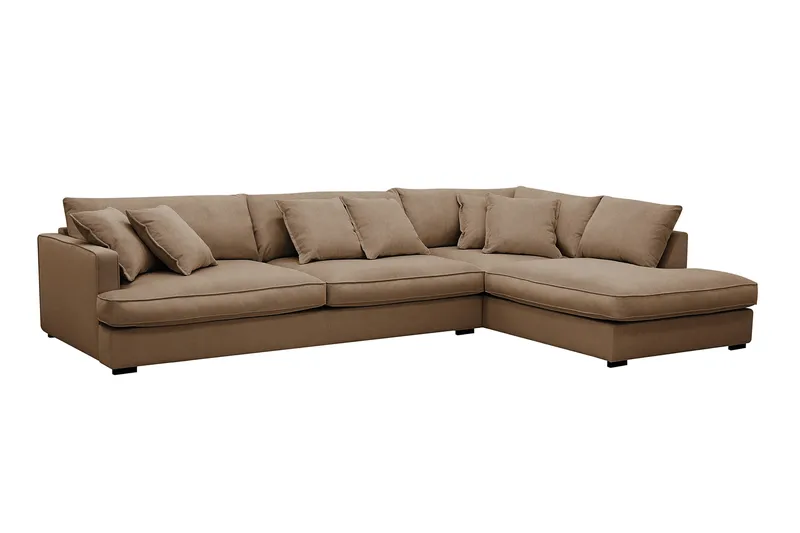 Rossita Lyx 4-sits Högervänd L-formad Extra Djup Schäslongsoffa i Manchester - Brun Manchester - Products - Möbler - Soffa - Divansoffa & schäslongsoffa - 4 sits soffa med divan