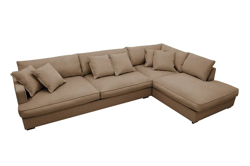 Rossita Lyx 4-sits Högervänd L-formad Extra Djup Schäslongsoffa i Manchester - Brun Manchester - Products - Möbler - Soffa - Divansoffa & schäslongsoffa - 4 sits soffa med divan
