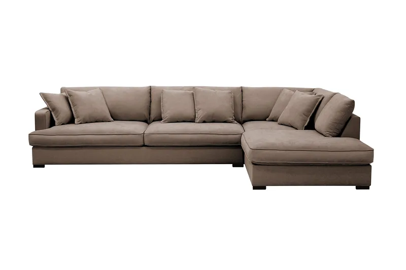 Rossita Lyx 4-sits Högervänd L-formad Extra Djup Schäslongsoffa i Tyg - Brun Tyg - Products - Möbler - Soffa - Divansoffa & schäslongsoffa - 4 sits soffa med divan
