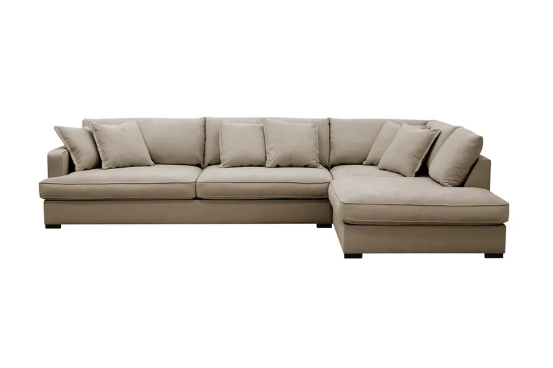 Rossita Lyx 4-sits Högervänd L-formad Extra Djup Schäslongsoffa i Tyg - Brun Tyg - Products - Möbler - Soffa - Divansoffa & schäslongsoffa - 4 sits soffa med divan