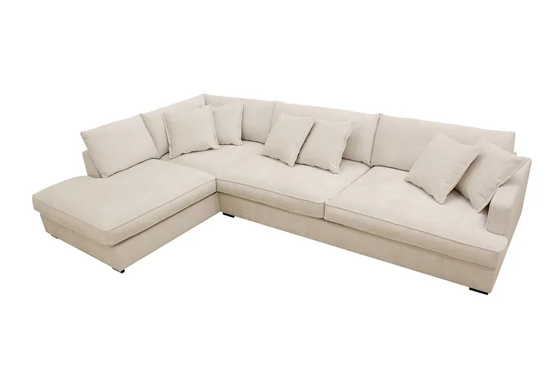 Rossita Lyx 4-sits Vänstervänd L-formad Extra Djup Schäslongsoffa i Chenille - Beige Chenille - Products - Möbler - Soffa - Divansoffa & schäslongsoffa - 4 sits soffa med divan