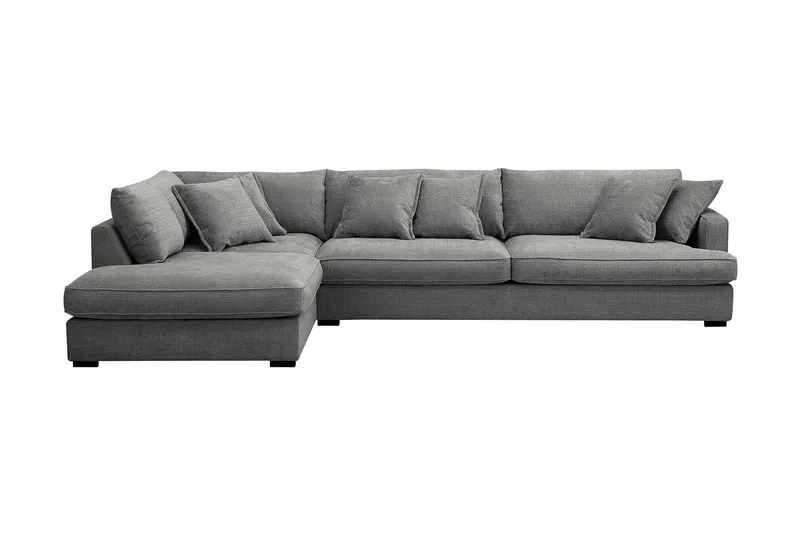 Rossita Lyx 4-sits Vänstervänd L-formad Extra Djup Schäslongsoffa i Chenille - Grå Chenille - Products - Möbler - Soffa - Divansoffa & schäslongsoffa - 4 sits soffa med divan