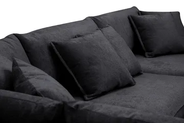 Rossita Lyx 4-sits Vänstervänd L-formad Extra Djup Schäslongsoffa i Chenille - Svart Chenille - Products - Möbler - Soffa - Divansoffa & schäslongsoffa - 4 sits soffa med divan