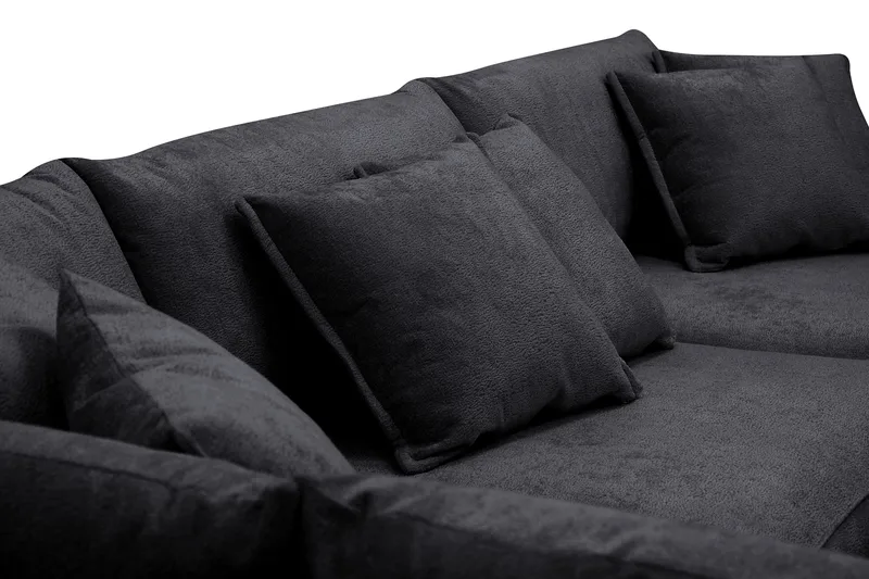 Rossita Lyx 4-sits Vänstervänd L-formad Extra Djup Schäslongsoffa i Chenille - Svart Chenille - Products - Möbler - Soffa - Divansoffa & schäslongsoffa - 4 sits soffa med divan
