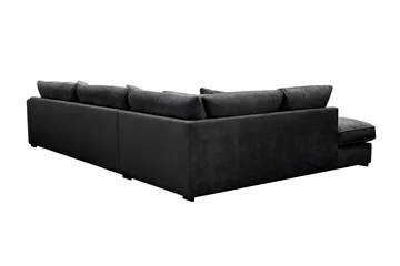 Rossita Lyx 4-sits Vänstervänd L-formad Extra Djup Schäslongsoffa i Chenille - Svart Chenille - Products - Möbler - Soffa - Divansoffa & schäslongsoffa - 4 sits soffa med divan