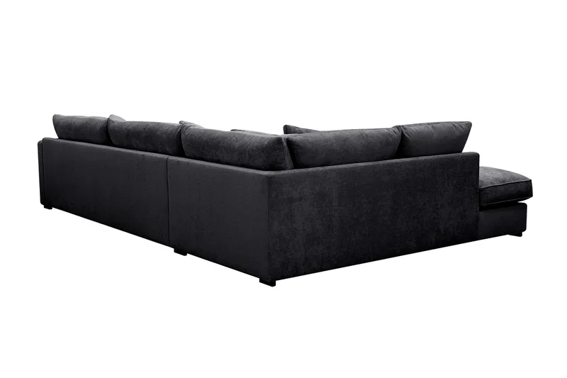Rossita Lyx 4-sits Vänstervänd L-formad Extra Djup Schäslongsoffa i Chenille - Svart Chenille - Products - Möbler - Soffa - Divansoffa & schäslongsoffa - 4 sits soffa med divan