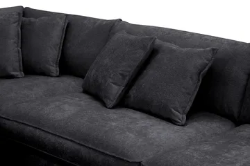 Rossita Lyx 4-sits Vänstervänd L-formad Extra Djup Schäslongsoffa i Chenille - Svart Chenille - Products - Möbler - Soffa - Divansoffa & schäslongsoffa - 4 sits soffa med divan