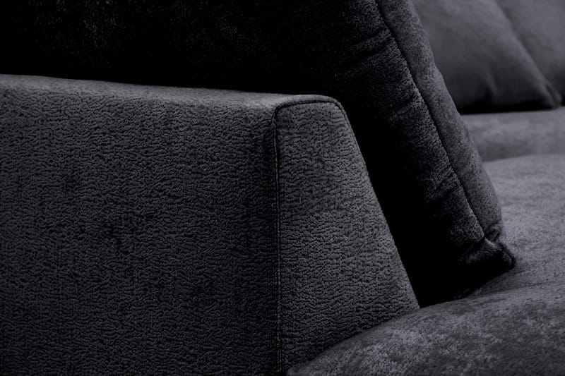Rossita Lyx 4-sits Vänstervänd L-formad Extra Djup Schäslongsoffa i Chenille - Svart Chenille - Products - Möbler - Soffa - Divansoffa & schäslongsoffa - 4 sits soffa med divan