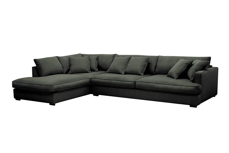 Rossita Lyx 4-sits Vänstervänd L-formad Extra Djup Schäslongsoffa i Manchester - Mörkgrön Manchester - Products - Möbler - Soffa - Divansoffa & schäslongsoffa - 4 sits soffa med divan