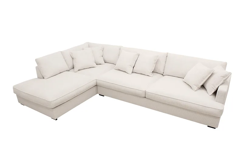 Rossita Lyx 4-sits Vänstervänd L-formad Extra Djup Schäslongsoffa i Manchester - Offwhite Manchester - Products - Möbler - Soffa - Divansoffa & schäslongsoffa - 4 sits soffa med divan