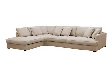 Rossita Lyx 4-sits Vänstervänd L-formad Extra Djup Schäslongsoffa i Tyg - Beige Tyg - Products - Möbler - Soffa - Divansoffa & schäslongsoffa - 4 sits soffa med divan