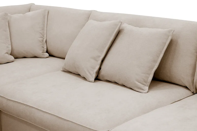 Rossita Lyx 4-sits Vänstervänd L-formad Extra Djup Schäslongsoffa i Tyg - Beige Tyg - Products - Möbler - Soffa - Divansoffa & schäslongsoffa - 4 sits soffa med divan