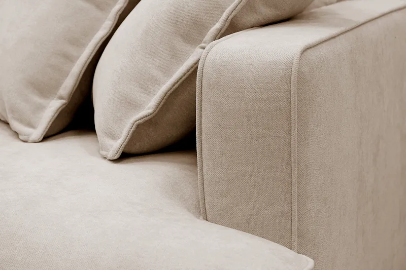 Rossita Lyx 4-sits Vänstervänd L-formad Extra Djup Schäslongsoffa i Tyg - Beige Tyg - Products - Möbler - Soffa - Divansoffa & schäslongsoffa - 4 sits soffa med divan