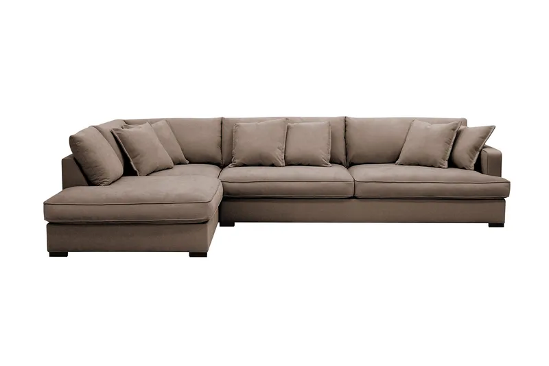 Rossita Lyx 4-sits Vänstervänd L-formad Extra Djup Schäslongsoffa i Tyg - Brun Tyg - Products - Möbler - Soffa - Divansoffa & schäslongsoffa - 4 sits soffa med divan