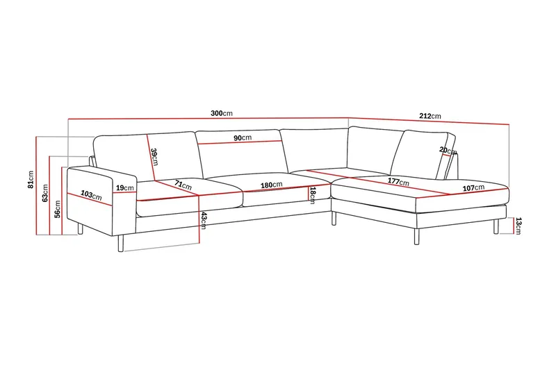 Scandi Djup 4-sits Soffa med Schäslong Höger i Tyg - Mörkbrun - Products - Möbler - Soffa - Divansoffa & schäslongsoffa - 4 sits soffa med divan