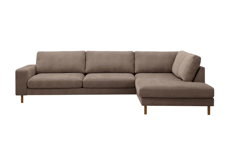 Scandi Djup 4-sits Soffa med Schäslong Höger i Tyg, Mörkbrun