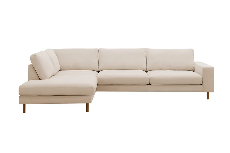 Scandi Djup 4-sits Soffa med Schäslong Vänster i Sammet, Beige
