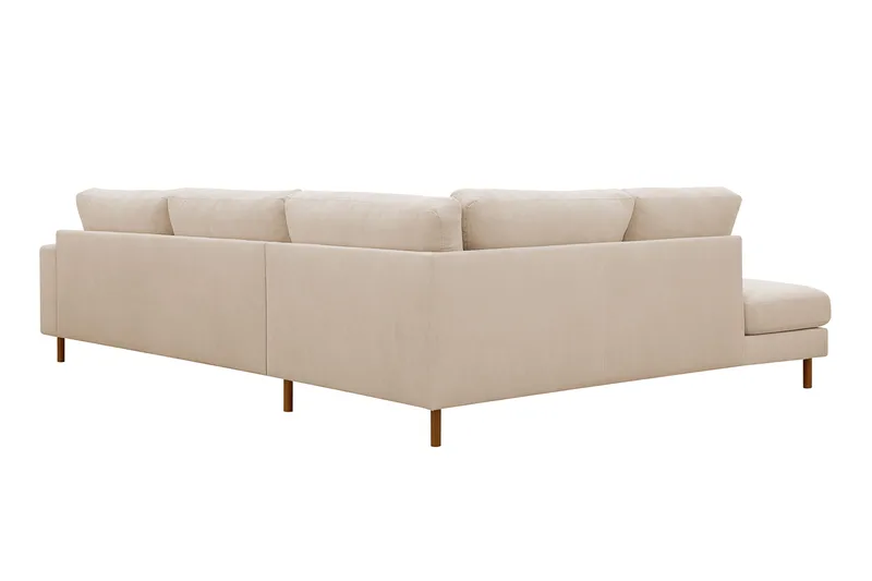 Scandi Djup 4-sits Soffa med Schäslong Vänster i Sammet - Beige - Products - Möbler - Soffa - Divansoffa & schäslongsoffa - 4 sits soffa med divan