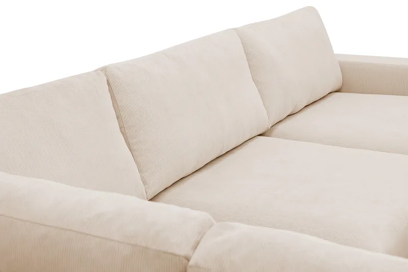 Scandi Djup 4-sits Soffa med Schäslong Vänster i Sammet - Beige - Products - Möbler - Soffa - Divansoffa & schäslongsoffa - 4 sits soffa med divan