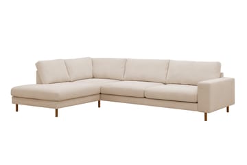 Scandi Djup 4-sits Soffa med Schäslong Vänster i Sammet - Beige - Products - Möbler - Soffa - Divansoffa & schäslongsoffa - 4 sits soffa med divan