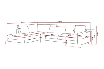 Scandi Djup 4-sits Soffa med Schäslong Vänster i Sammet - Beige - Products - Möbler - Soffa - Divansoffa & schäslongsoffa - 4 sits soffa med divan