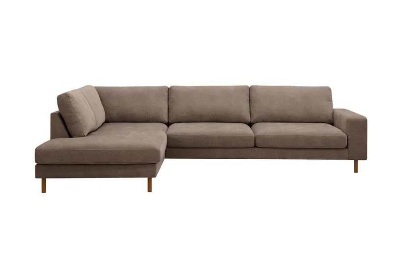 Scandi Djup 4-sits Soffa med Schäslong Vänster i Tyg, Mörkbrun