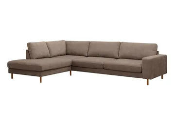 Scandi Djup 4-sits Soffa med Schäslong Vänster i Tyg - Mörkbrun - Products - Möbler - Soffa - Divansoffa & schäslongsoffa - 4 sits soffa med divan