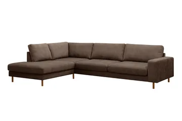 Scandi Djup 4-sits Soffa med Schäslong Vänster i Tyg - Mörkbrun - Products - Möbler - Soffa - Divansoffa & schäslongsoffa - 4 sits soffa med divan