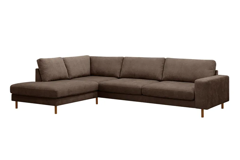 Scandi Djup 4-sits Soffa med Schäslong Vänster i Tyg - Mörkbrun - Products - Möbler - Soffa - Divansoffa & schäslongsoffa - 4 sits soffa med divan