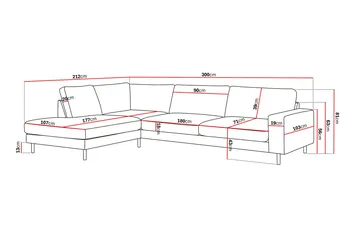 Scandi Djup 4-sits Soffa med Schäslong Vänster i Tyg - Mörkbrun - Products - Möbler - Soffa - Divansoffa & schäslongsoffa - 4 sits soffa med divan