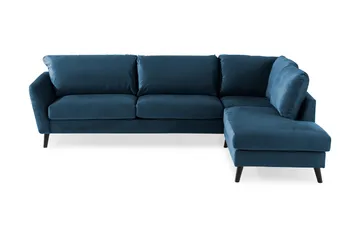 Trend 4-sits Högervänd L-formad Schäslongsoffa i Sammet - Blå - Products - Möbler - Soffa - Divansoffa & schäslongsoffa - 4 sits soffa med divan