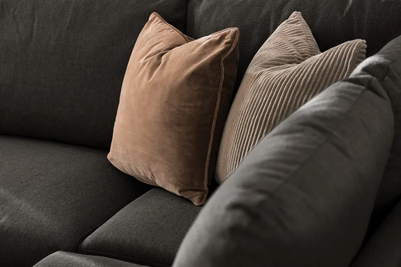 Trend 4-sits Högervänd L-formad Schäslongsoffa i Tyg - Svart - Products - Möbler - Soffa - Divansoffa & schäslongsoffa - 4 sits soffa med divan
