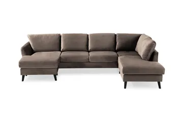 Trend 4-sits Högervänd U-formad Soffa med Divan och Schäslong i Sammet