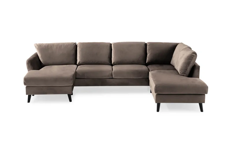 Trend 4-sits Högervänd U-formad Soffa med Divan och Schäslong i Sammet - Brun - Products - Möbler - Soffa - Divansoffa & schäslongsoffa - 4 sits soffa med divan