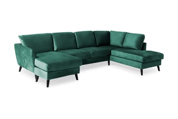 Trend 4-sits Högervänd U-formad Soffa med Divan och Schäslong i Sammet - Grön - Products - Möbler - Soffa - Divansoffa & schäslongsoffa - 4 sits soffa med divan