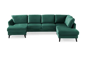 Trend 4-sits Högervänd U-formad Soffa med Divan och Schäslong i Sammet - Grön - Products - Möbler - Soffa - Divansoffa & schäslongsoffa - 4 sits soffa med divan