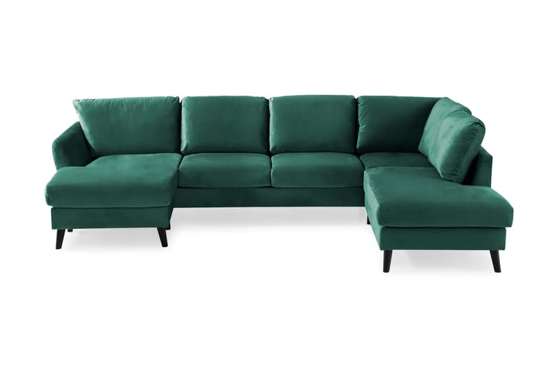 Trend 4-sits Högervänd U-formad Soffa med Divan och Schäslong i Sammet - Grön - Products - Möbler - Soffa - Divansoffa & schäslongsoffa - 4 sits soffa med divan
