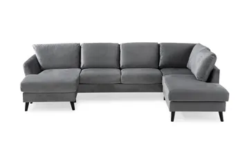 Trend 4-sits Högervänd U-formad Soffa med Divan och Schäslong i Sammet - Ljusgrå - Products - Möbler - Soffa - Divansoffa & schäslongsoffa - 4 sits soffa med divan