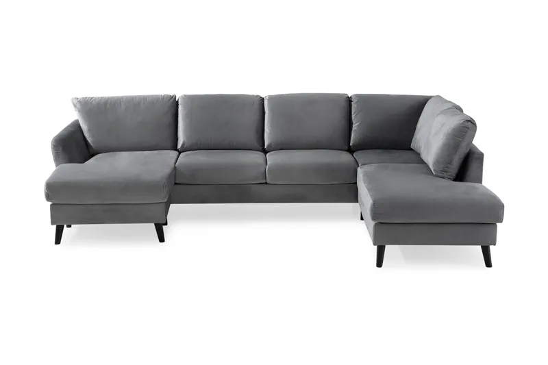 Trend 4-sits Högervänd U-formad Soffa med Divan och Schäslong i Sammet - Ljusgrå - Products - Möbler - Soffa - Divansoffa & schäslongsoffa - 4 sits soffa med divan