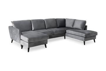 Trend 4-sits Högervänd U-formad Soffa med Divan och Schäslong i Sammet - Ljusgrå - Products - Möbler - Soffa - Divansoffa & schäslongsoffa - 4 sits soffa med divan