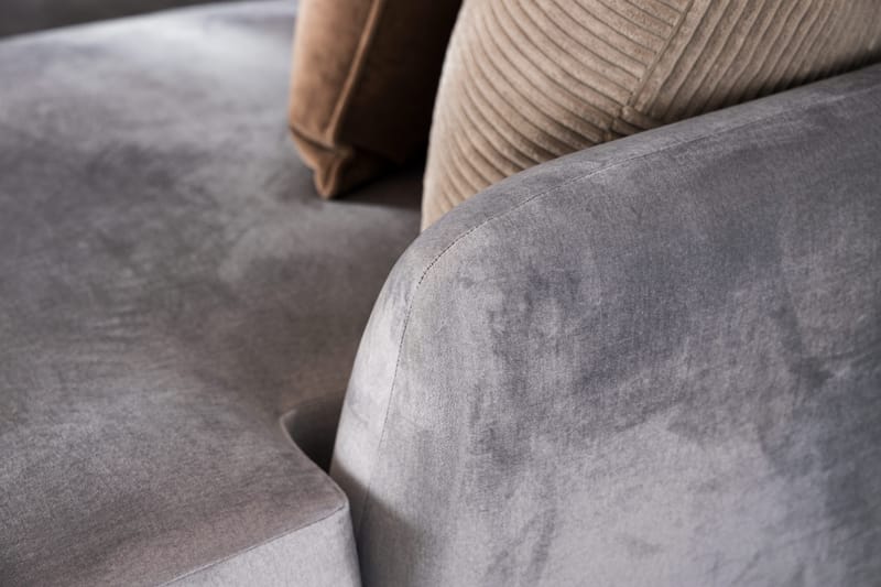 Trend 4-sits Högervänd U-formad Soffa med Divan och Schäslong i Sammet - Ljusgrå - Products - Möbler - Soffa - Divansoffa & schäslongsoffa - 4 sits soffa med divan
