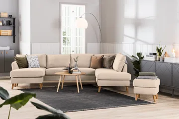 Trend 4-sits Högervänd U-formad Soffa med Divan och Schäslong i Tyg - Beige - Products - Möbler - Soffa - Divansoffa & schäslongsoffa - 4 sits soffa med divan