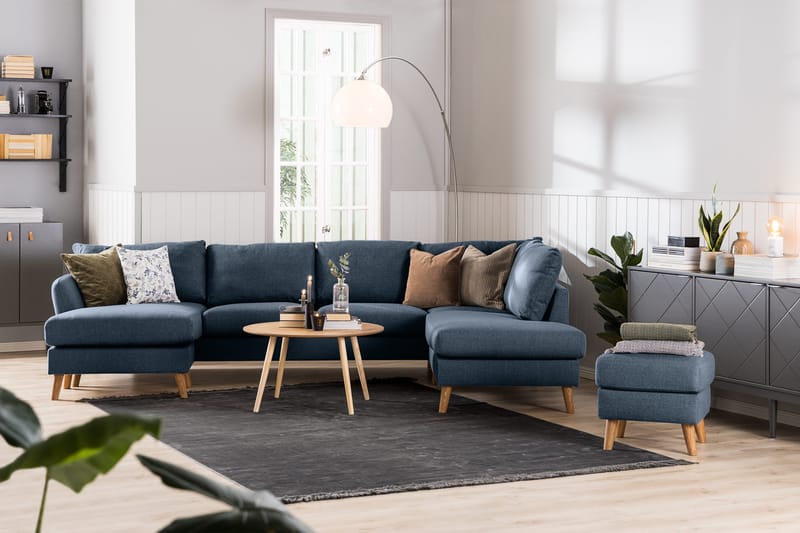 Trend 4-sits Högervänd U-formad Soffa med Divan och Schäslong i Tyg - Blå - Products - Möbler - Soffa - Divansoffa & schäslongsoffa - 4 sits soffa med divan
