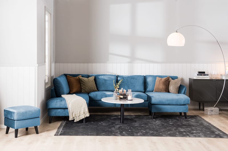 Trend 4-sits Vänstervänd L-formad Schäslongsoffa i Sammet - Blå - Products - Möbler - Soffa - Divansoffa & schäslongsoffa - 4 sits soffa med divan