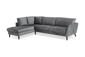 Trend 4-sits Vänstervänd L-formad Schäslongsoffa i Sammet - Ljusgrå - Products - Möbler - Soffa - Divansoffa & schäslongsoffa - 4 sits soffa med divan