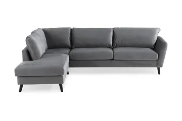 Trend 4-sits Vänstervänd L-formad Schäslongsoffa i Sammet - Ljusgrå - Products - Möbler - Soffa - Divansoffa & schäslongsoffa - 4 sits soffa med divan