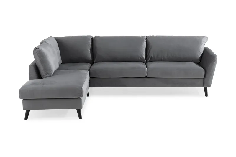 Trend 4-sits Vänstervänd L-formad Schäslongsoffa i Sammet - Ljusgrå - Products - Möbler - Soffa - Divansoffa & schäslongsoffa - 4 sits soffa med divan
