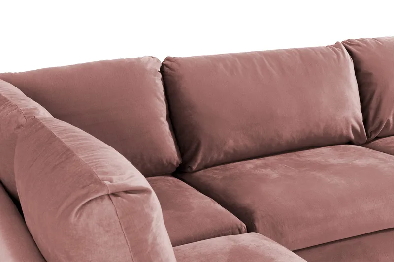Trend 4-sits Vänstervänd L-formad Schäslongsoffa i Sammet - Rosa - Products - Möbler - Soffa - Divansoffa & schäslongsoffa - 4 sits soffa med divan