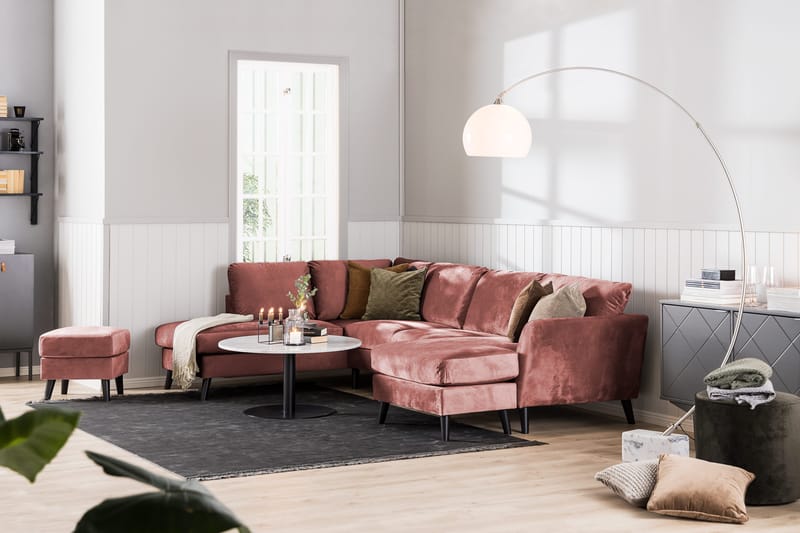 Trend 4-sits Vänstervänd L-formad Schäslongsoffa i Sammet - Rosa - Products - Möbler - Soffa - Divansoffa & schäslongsoffa - 4 sits soffa med divan